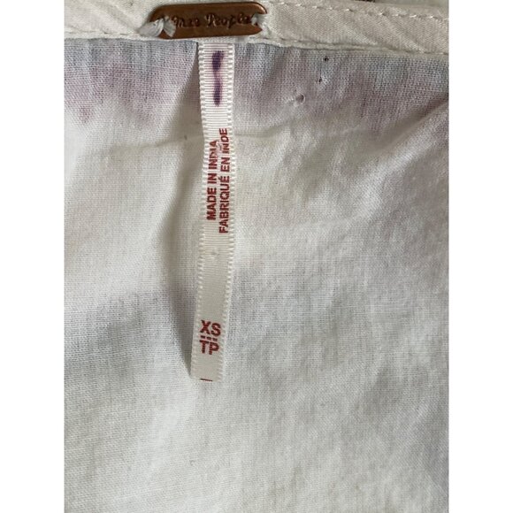 Free People Sweet Escape Embroidered Boho Peasant Folklore Dress White Red XS - Picture 9 of 12